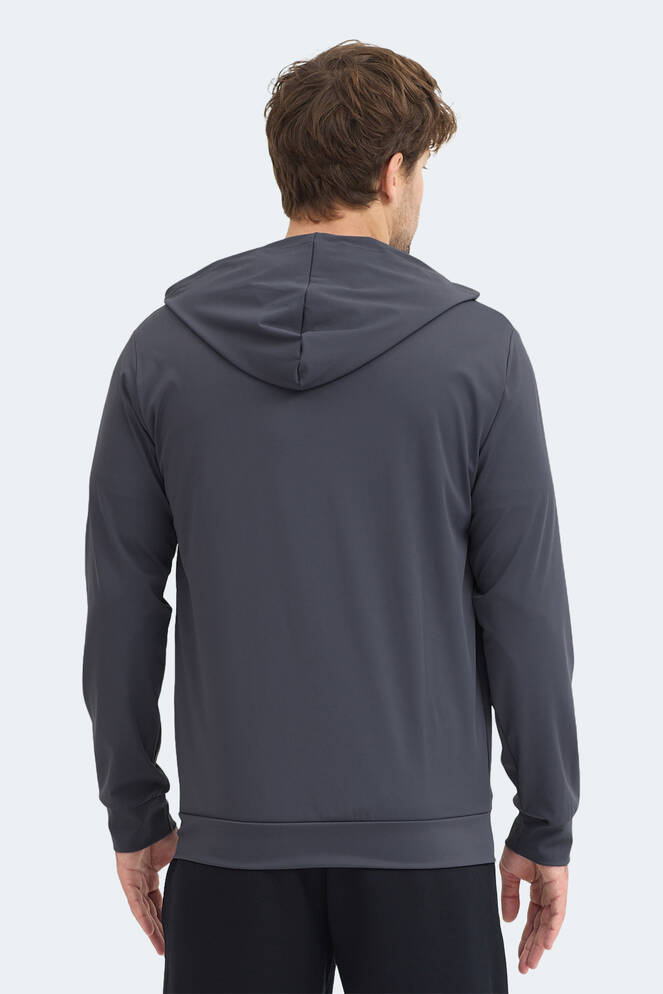 Slazenger KELENOR Erkek Kapüşonlu Cepli Koyu Gri Sweatshırt