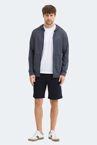 Slazenger KELENOR Erkek Kapüşonlu Cepli Koyu Gri Sweatshırt - Thumbnail