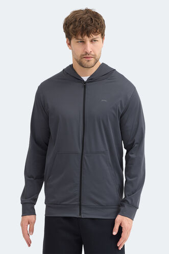 Slazenger - Slazenger KELENOR Erkek Kapüşonlu Cepli Koyu Gri Sweatshırt