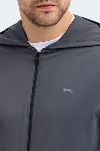 Slazenger KELENOR Erkek Kapüşonlu Cepli Koyu Gri Sweatshırt - Thumbnail