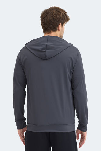 Slazenger KELENOR Erkek Kapüşonlu Cepli Koyu Gri Sweatshırt - Thumbnail