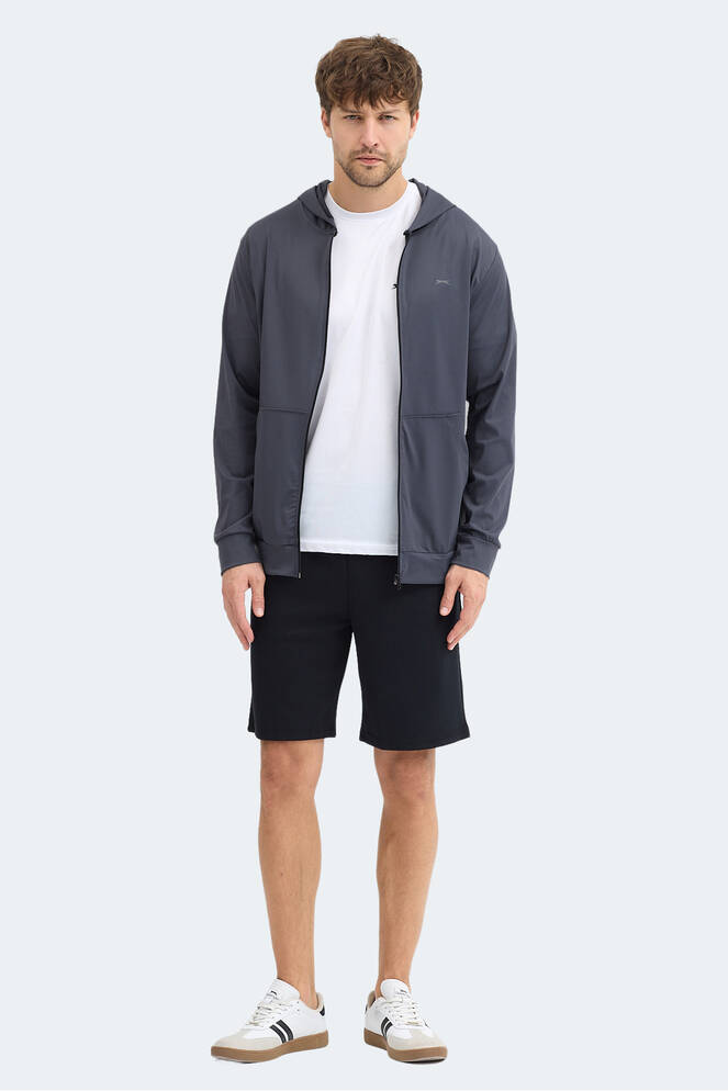 Slazenger KELENOR Erkek Kapüşonlu Cepli Koyu Gri Sweatshırt