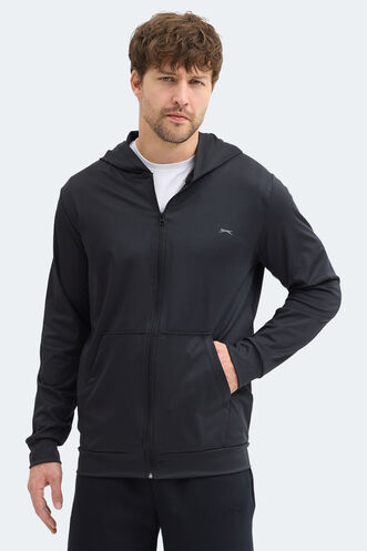 Slazenger KELENOR Erkek Kapüşonlu Cepli Siyah Sweatshırt - Thumbnail