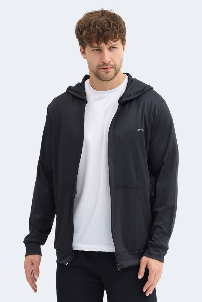 Slazenger KELENOR Erkek Kapüşonlu Cepli Siyah Sweatshırt