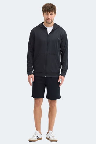 Slazenger KELENOR Erkek Kapüşonlu Cepli Siyah Sweatshırt - Thumbnail