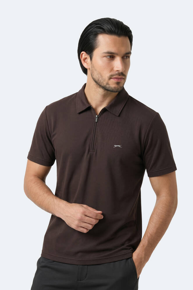 Slazenger KHAN Erkek Polo Yaka Kahve Tişört