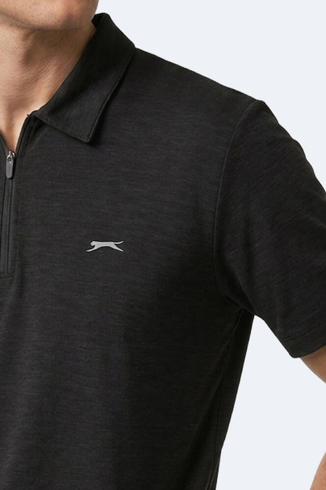 Slazenger KHAN Erkek Polo Yaka Siyah Tişört