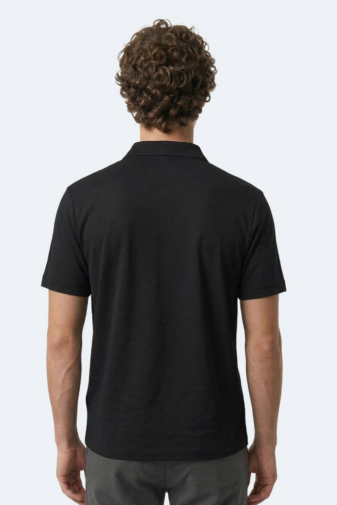 Slazenger KHAN Erkek Polo Yaka Siyah Tişört