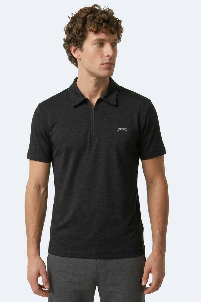 Slazenger KHAN Erkek Polo Yaka Siyah Tişört