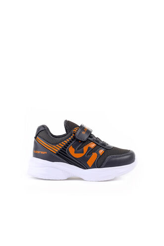 Slazenger - Slazenger KING Sneaker Erkek Çocuk Ayakkabı Koyu Gri - Turuncu