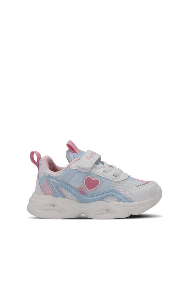 Slazenger KLARION Kız Çocuk Cırt Cırtlı Işıklı Taban Beyaz / Mavi Günlük Spor Ayakkabısı