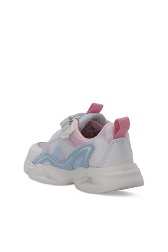 Slazenger KLARION Kız Çocuk Cırt Cırtlı Işıklı Taban Beyaz / Mavi Günlük Spor Ayakkabısı - Thumbnail