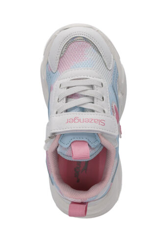 Slazenger KLARION Kız Çocuk Cırt Cırtlı Işıklı Taban Beyaz / Mavi Günlük Spor Ayakkabısı - Thumbnail