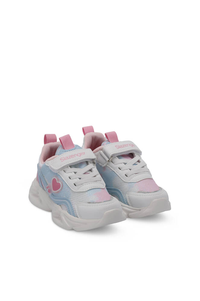 Slazenger KLARION Kız Çocuk Cırt Cırtlı Işıklı Taban Beyaz / Mavi Günlük Spor Ayakkabısı