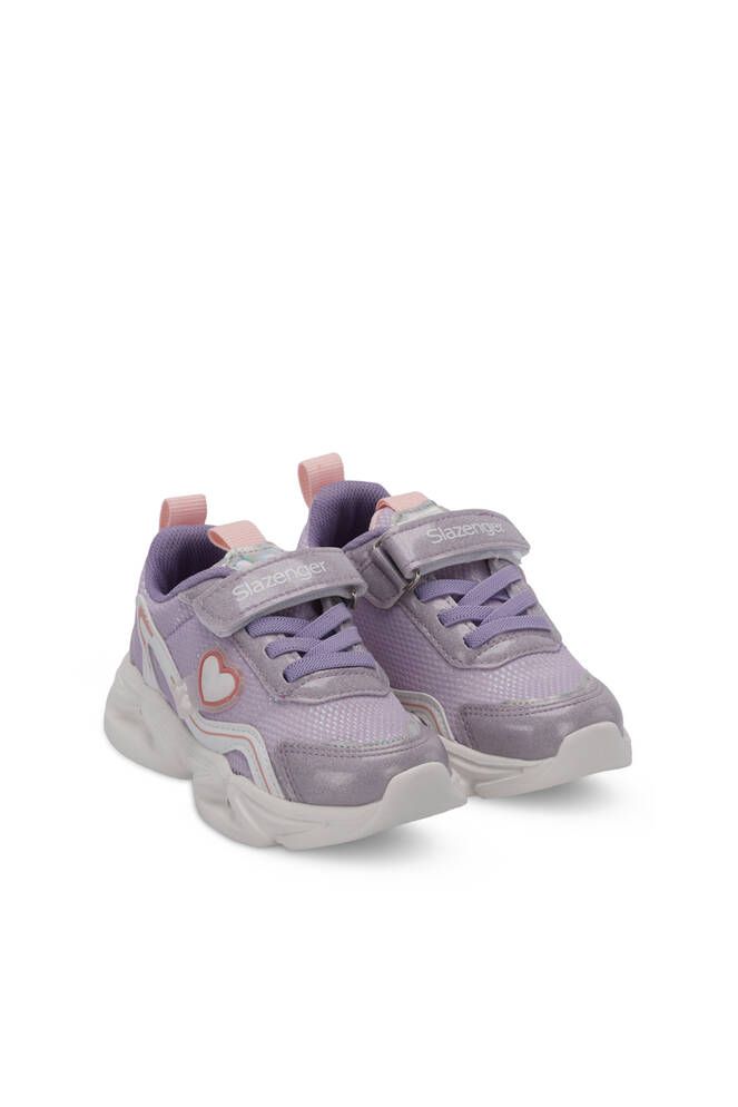 Slazenger KLARION Kız Çocuk Cırt Cırtlı Işıklı Taban Mor / Pembe Günlük Spor Ayakkabısı