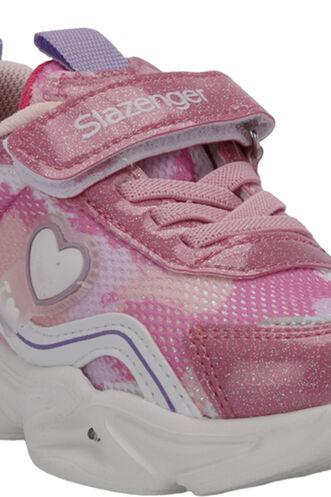 Slazenger KLARION Kız Çocuk Cırt Cırtlı Işıklı Taban Pembe Günlük Spor Ayakkabısı - Thumbnail