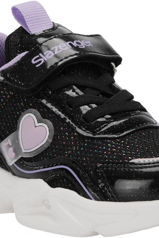 Slazenger KLARION Kız Çocuk Cırt Cırtlı Işıklı Taban Siyah / Mor Günlük Spor Ayakkabısı