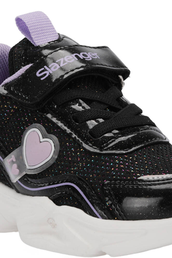 Slazenger KLARION Kız Çocuk Cırt Cırtlı Işıklı Taban Siyah / Mor Günlük Spor Ayakkabısı
