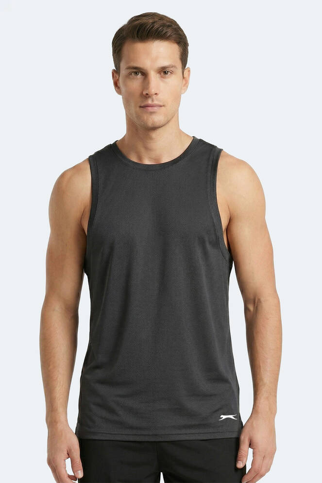 Slazenger KORBA Erkek Kolsuz Koyu Gri Tişört