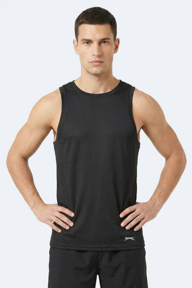 Slazenger KORBA Erkek Kolsuz Siyah Tişört