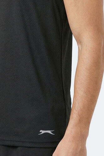 Slazenger KORBA Erkek Kolsuz Siyah Tişört - Thumbnail