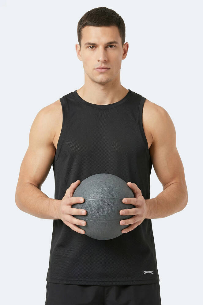 Slazenger KORBA Erkek Kolsuz Siyah Tişört