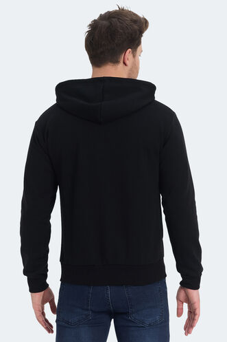 Slazenger KOZZAX IN Erkek Fermuarlı Kapüşonlu Cepli Siyah Sweatshırt - Thumbnail