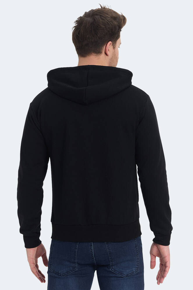 Slazenger KOZZAX IN Erkek Fermuarlı Kapüşonlu Cepli Siyah Sweatshırt
