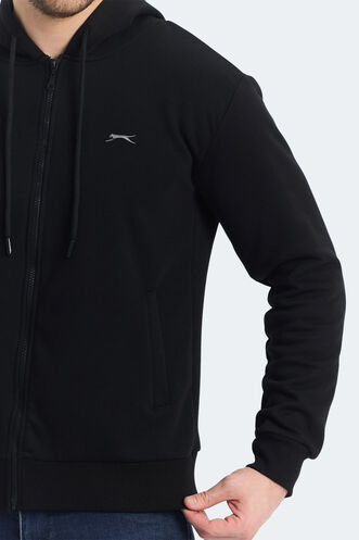 Slazenger KOZZAX IN Erkek Fermuarlı Kapüşonlu Cepli Siyah Sweatshırt - Thumbnail