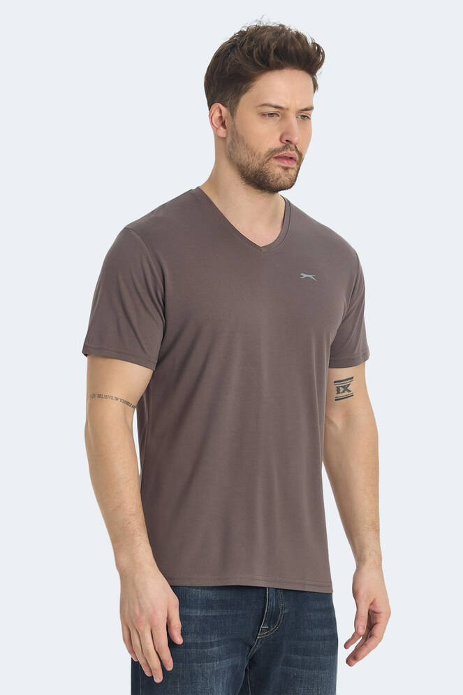 Slazenger KRAKKER Erkek V Yaka Kahve Tişört