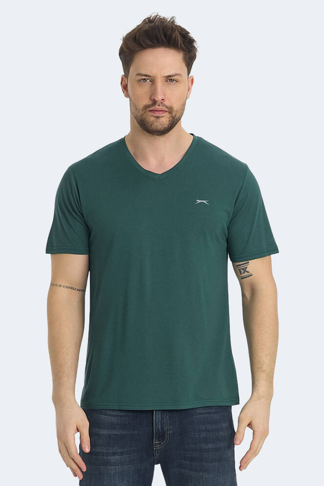 Slazenger KRAKKER Erkek V Yaka Yeşil Tişört