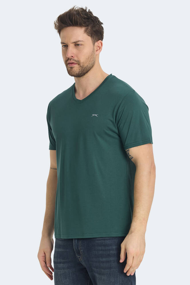 Slazenger KRAKKER Erkek V Yaka Yeşil Tişört