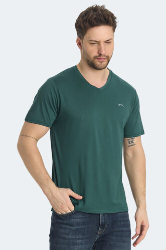 Slazenger KRAKKER Erkek V Yaka Yeşil Tişört - Thumbnail