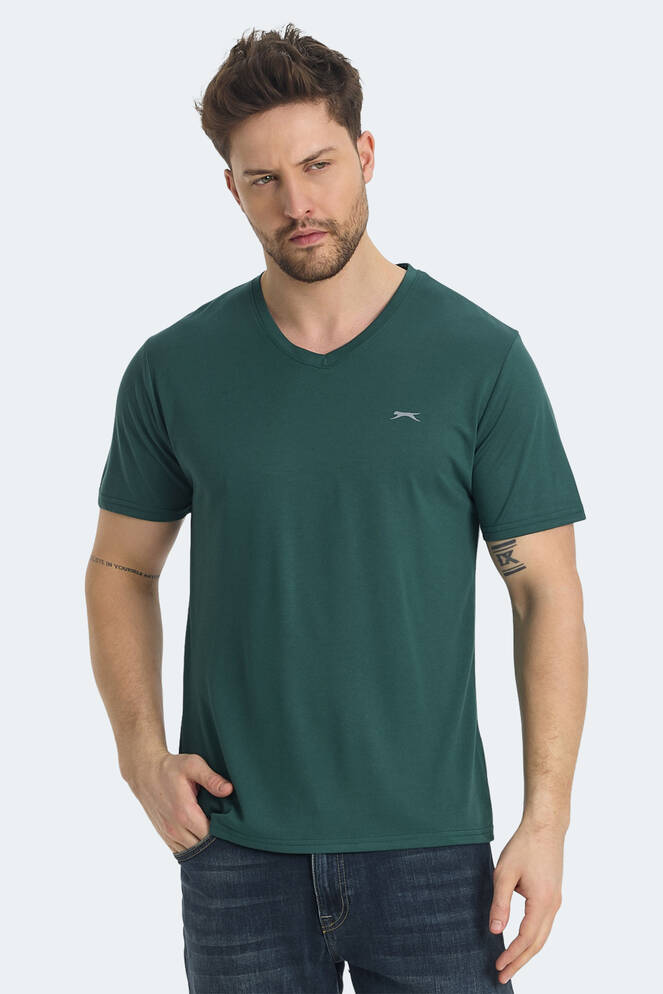 Slazenger KRAKKER Erkek V Yaka Yeşil Tişört