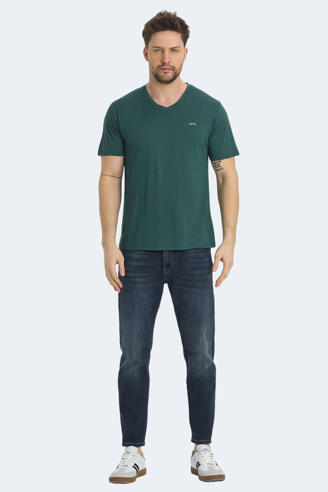 Slazenger KRAKKER Erkek V Yaka Yeşil Tişört