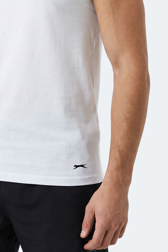 Slazenger KULAP Erkek Kolsuz Beyaz Tişört - Thumbnail