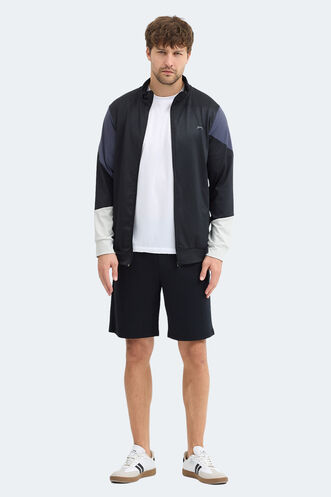 Slazenger KYLORA Erkek Dik Yaka Fermuarlı Siyah Sweatshırt - Thumbnail