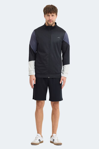 Slazenger KYLORA Erkek Dik Yaka Fermuarlı Siyah Sweatshırt - Thumbnail