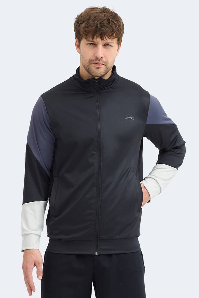 Slazenger KYLORA Erkek Dik Yaka Fermuarlı Siyah Sweatshırt