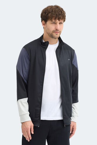 Slazenger KYLORA Erkek Dik Yaka Fermuarlı Siyah Sweatshırt - Thumbnail