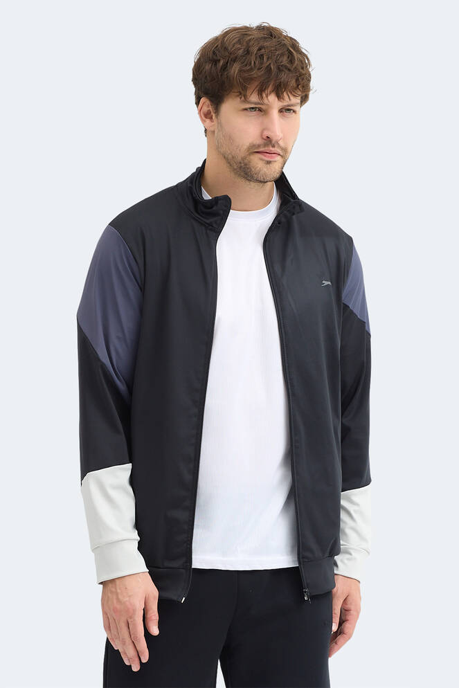 Slazenger KYLORA Erkek Dik Yaka Fermuarlı Siyah Sweatshırt