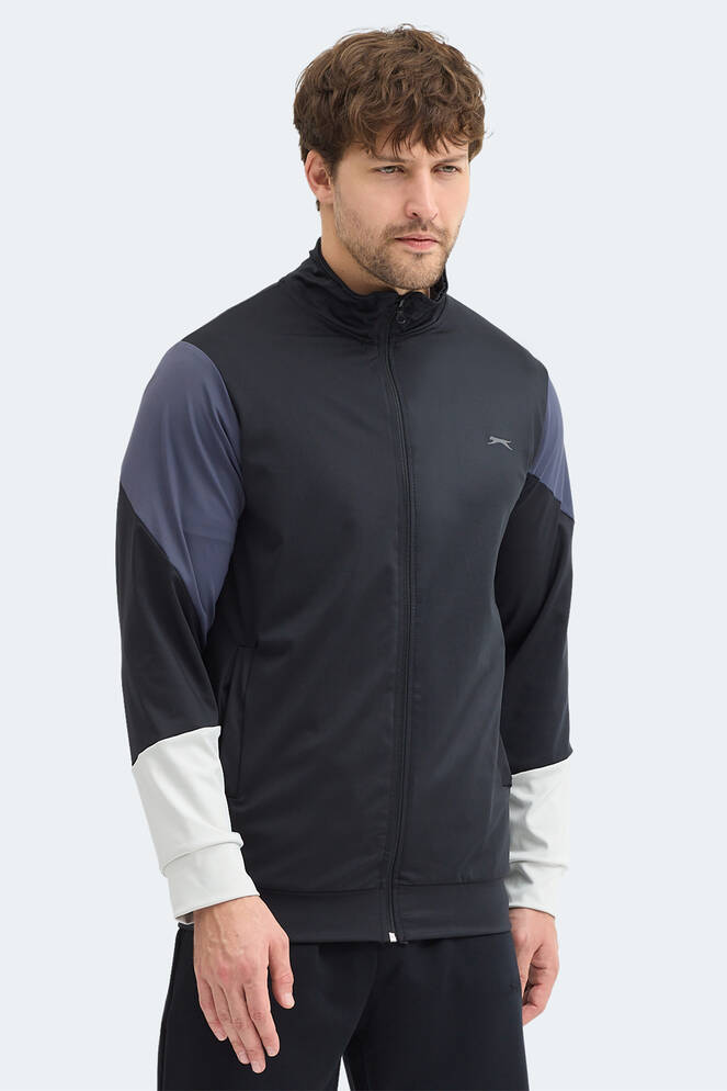 Slazenger KYLORA Erkek Dik Yaka Fermuarlı Siyah Sweatshırt