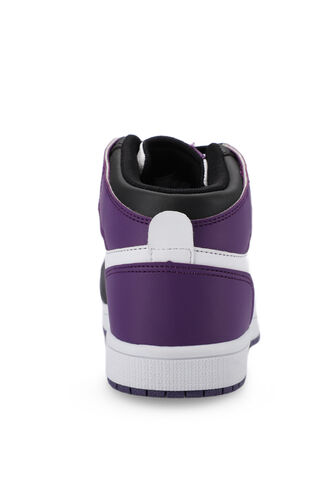 Slazenger LABOR HIGH Sneaker Kadın Ayakkabı Beyaz - Mor - Thumbnail