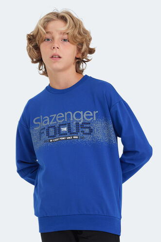 Slazenger LAST Unisex Çocuk Sweatshirt Saks Mavi - Thumbnail