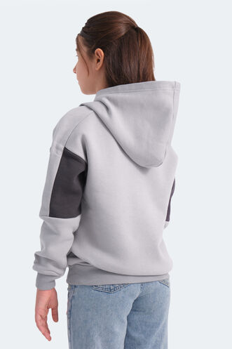 Slazenger LAYNE Unisex Çocuk Sweatshirt Gri - Siyah - Thumbnail