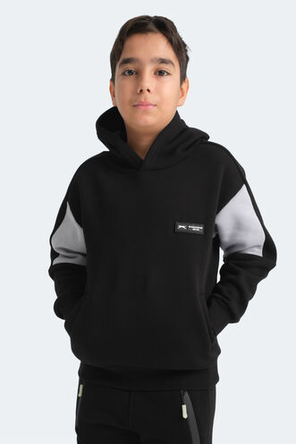 Slazenger LAYNE Unisex Çocuk Sweatshirt Siyah - Gri - Thumbnail