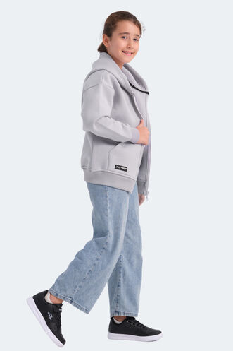 Slazenger LEKAN Unisex Çocuk Sweatshirt Taş Gri - Thumbnail