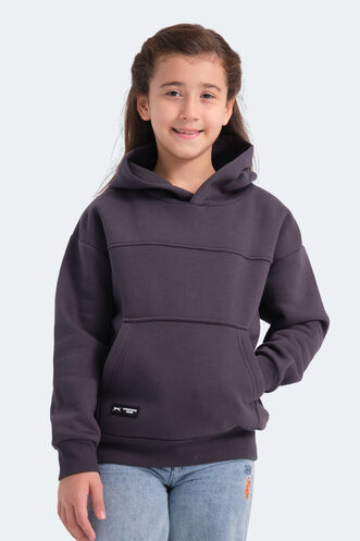 Slazenger LENE Unisex Çocuk Sweatshirt Koyu Gri - Thumbnail