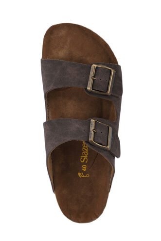 Slazenger LENS Unisex Terlik Kahve Nubuk - Thumbnail