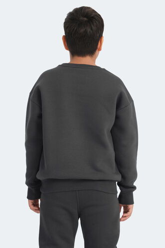 Slazenger LOGAN Unisex Çocuk Sweatshirt Koyu Gri - Thumbnail